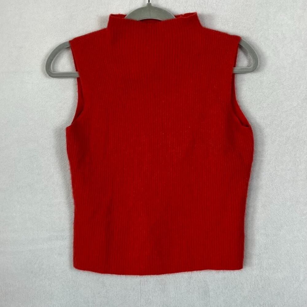 Ann Taylor Sleeveless Mock Neck Sweater Women's M Red 100% Cashmere Tight Knit